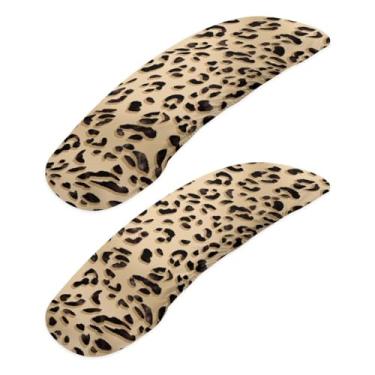Imagem de Fiqyvagox Capas de braço para cadeira de escritório com estampa de leopardo, bege, preto, à prova de poeira, conjunto de 2 peças, confortável, protetor de braço para cadeira de jogos, removível