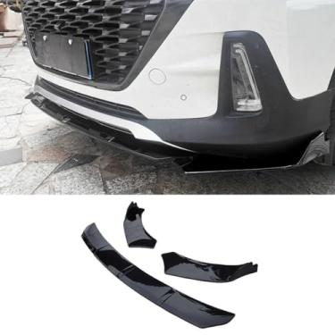 Imagem de Spoiler do para-choque dianteiro do carro modificação do difusor labial compatível com capa protetora universal de para-choques acessórios para carro (preto brilhante)
