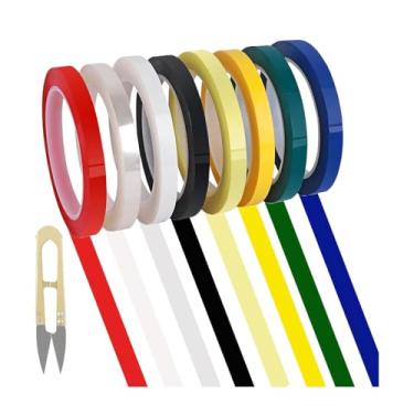 Imagem de KAIYUEMAOYI Pacote com 8 Fitas de Marcação para Ferramentas, Instrumentos, Identificação, Gráficos, Quadros Brancos, Fitas Risca de Giz para Cerâmica, Quadros