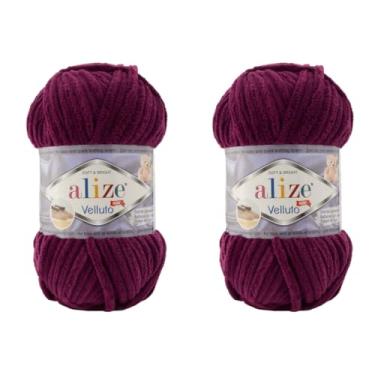 Imagem de Cobertor de bebê Alize Velluto 100% micropoliéster fio de veludo lote de 2 skn 150 jardas 2 x 100 gramas, peso do fio: super volumoso (111 - ameixa)