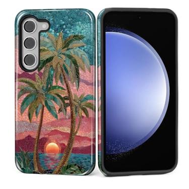 Imagem de MQJCYB Capa para Samsung Galaxy S23 Plus, híbrida, resistente, 2 em 1, resistente à prova de choque, proteção brilhante, capa para Samsung Galaxy S23 Plus Tropical Beach Palm Tree