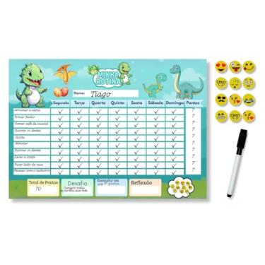 Imagem de Quadro de Incentivo Infantil Magnético – Rotina Educativa Tema Dinossauro Opfy