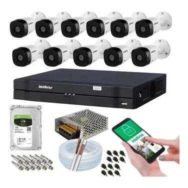 Imagem de Kit 11 Câmeras Intelbras Multi Hd 1120b Dvr 16 Canais C/ Hd 1TB