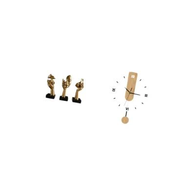 Imagem de Fenteer Estátuas de Resina Representando O Pensador, com Grandes Numerais Romanos, para Decoração de Mesa. Relógio de Parede Silencioso com Esculturas de Arte