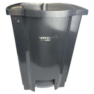 Imagem de LIXEIRA 50L COM TAMPA E PEDAL PRETA 44x59,5x59,5CM - PERFECT