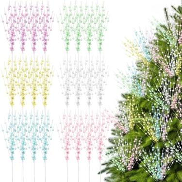 Imagem de Arrowbash 24 palhetas e sprays de árvore de Natal de doces pastel 43 cm, enfeites artificiais de caule de frutas silvestres, galhos para festas, guirlandas de Natal