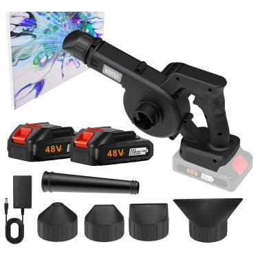 Imagem de Soprador de arte sem fio | Soprador elétrico leve portátil com 2 baterias recarregáveis e carregador rápido | Velocidade variável para derramamento de resina, acrílico e derramamentos holandeses, leve