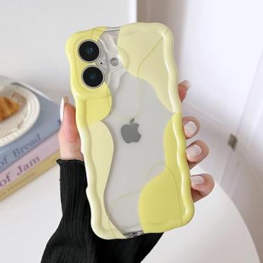 Imagem de DEFBSC Capa para iPhone 17, linda capa de telefone com estampa de arte ondulada transparente para mulheres e meninas, capa protetora durável com moldura ondulada, proteção total para câmera para