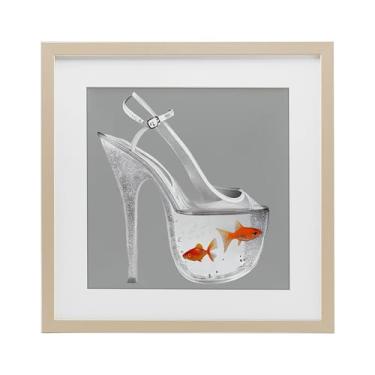 Imagem de Stupell Industries Sparkle Fish Fashion Goldfish Impressão emoldurada branca sob vidro, design por Sasha, 40,6 x 40,6 cm