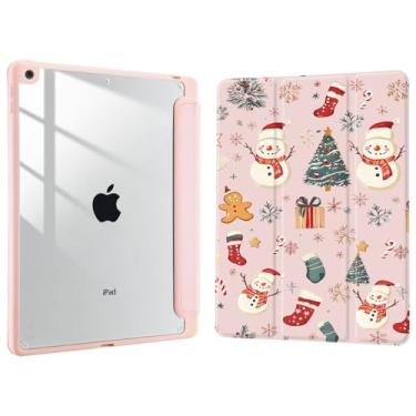 Imagem de Joyland Capa de Papai Noel para iPad 6ª/5ª geração de 9,7 polegadas 2018/2017, iPad Air 2/Air 1, suporte de lápis embutido com capa à prova de choque, capa traseira transparente, despertar/hibernar