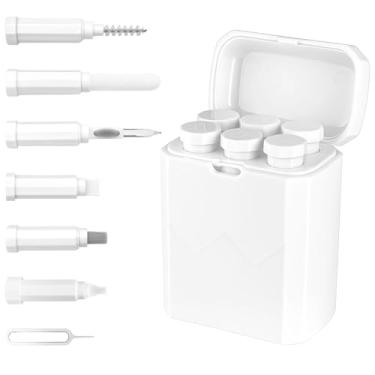 Imagem de Kit de limpeza multifuncional para AirPod e iPhone – Ferramenta de reparo de porta, cabo e alto-falante para conectores Lightning, Tipo-C e carregamento, caixa de ferramentas de limpeza portátil