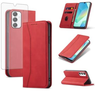 Imagem de Asuwish Capa carteira flip para celular Samsung Galaxy A16 5G/4G com protetor de tela de vidro temperado, fecho magnético, capa fólio, compartimento para cartão de crédito, suporte, acessórios para