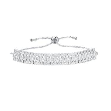 Imagem de Ymeiselle Pulseira feminina banhada a ouro 18K com pedras de zircônia cintilantes, tamanho ajustável, presente elegante para casamento, festa, mãe, esposa, namorada, aniversário, Natal, dia dos