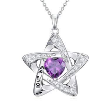 Imagem de IMZM Presentes de Dia dos Namorados para Mulheres Coração/Rosa/Lua/Colares em Forma de Estrela para Esposa Namorada Amante Ela, 25mm, Base, Cristal