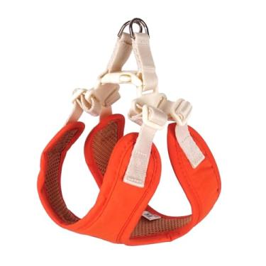 Imagem de Acrorabo Peitoral para cães pequenos – Colete ajustável de algodão macio e malha respirável, design confortável sem puxar com anel em D de aço inoxidável para caminhadas e treinamento (laranja, médio)