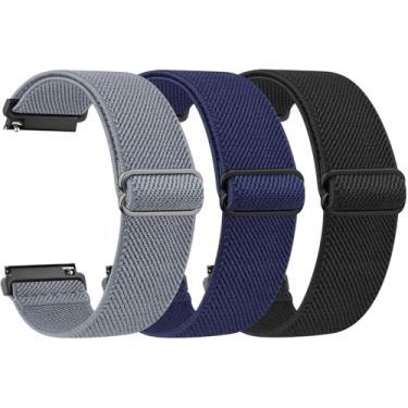 Imagem de Vancle Pulseiras de relógio inteligente Veryfit, pulseiras elásticas para smartwatch IDW13 IDW16 IDW19 IDW26 IDW28, pulseira de nylon elástico macio ajustável de substituição para Veryfit (preto/azul