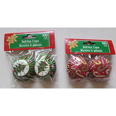 Imagem de Mini forros de muffin, suportes descartáveis para cupcake, embalagens de papel com design de Natal (pacote com 200)