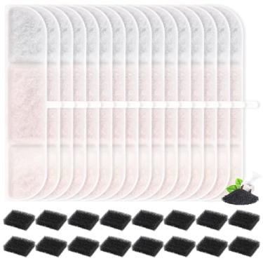 Imagem de 16 pacotes de filtros de substituição compatíveis com fonte de água Downy Paws Cat Downy Paws, filtro de filtragem tripla com esponjas de bomba para Downy Paws 2,5 L, fonte sem fio para animais de