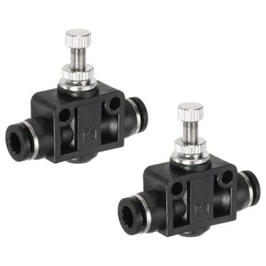 Imagem de PATIKIL Válvula de controle de fluxo de ar pneumática, tubo de 1/10.2 cm OD x tubo de 1/4 polegada OD, 2 peças de controlador de velocidade em linha, adaptador de válvula reta para conectar encaixe de