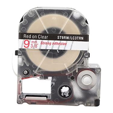 Imagem de Fita de etiqueta de substituição transparente resistente à abrasão e anticorrosão Fita de etiquetagem para máquina de etiquetagem KING JIM SR230C SR230CH SR530C Material plástico (Letras vermelhas