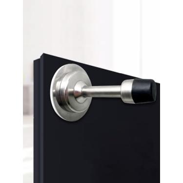 Imagem de Batentes de porta, batentes de porta de 7 cm sem furadeira com ponta de amortecedor de borracha de amortecimento de som, batente de porta adesivo montado na parede, (prata)