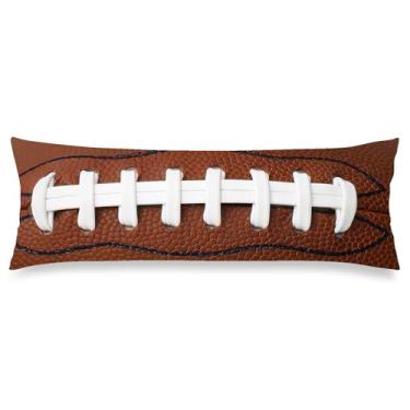 Imagem de Capa de almofada de corpo de futebol americano 50 x 152 cm de renda de couro rugby divertida tradicional bola esportiva longa fronha tema esportivo fronha com fecho de envelope capas de almofadas
