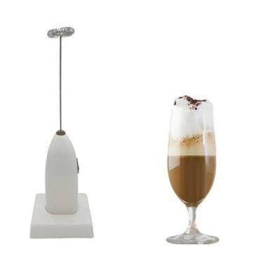 Imagem de Mixer Portátil Misturador Elétrico com Base, Batedor de Aço Inox Sem Fio para Café, Bebidas, Whey, Ovos, Espumador Compacto