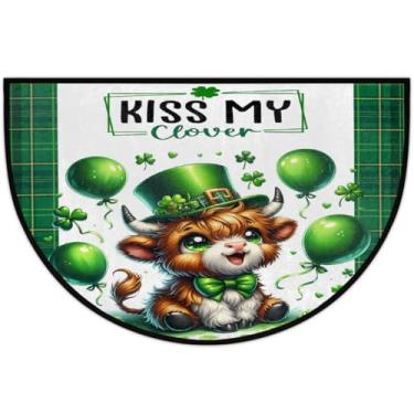 Imagem de Tapete de porta meio redondo, dia de São Patrício, antiderrapante, absorvente, semicírculo, tapetes laváveis, meia lua, tapetes para ambientes internos, pátio, cozinha, banheiro, entrada, lareira