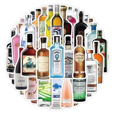 Imagem de Adesivos de 60 unidades/lote de vinhos, garrafas de vinil impermeável,
