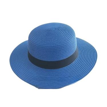 Imagem de Palha dobrável para a piscina das mulheres do chapéu de praia(AZUL)