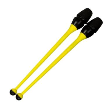 Imagem de Colaxi Conjunto de 2 bastões de ginástica artística para crianças e adultos, com 41 cm de comprimento, ideais para treinamento rítmico, Amarelo
