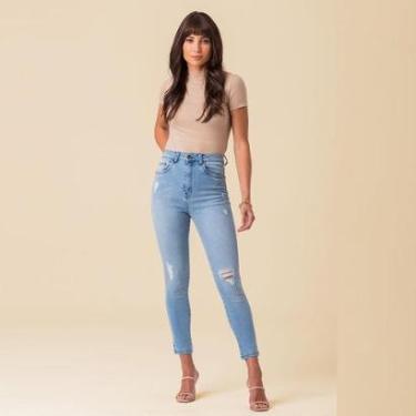 Imagem de Calça Jeans Cigarrete Puídos Feminina Disparate-Feminino