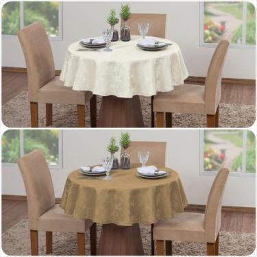 Imagem de 2 Toalhas De Mesa Jacquard 4 Lugares Luxo Redonda Cozinha Sala Jantar 