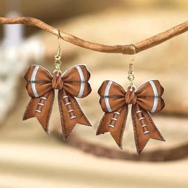 Imagem de Brincos femininos com laço de basquete de beisebol, acrílico, equipes, esportes, jogos, futebol, voleibol, laço, pendurados, festas, feriados, joias, acessórios para presentes, Medium, Acrílico, Sem