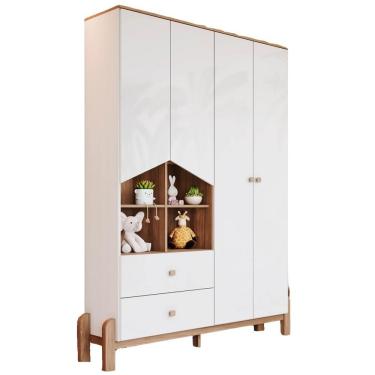 Imagem de Guarda Roupa Infantil 4 Portas 142 Cm Ternura Branco Jequitiba Henn