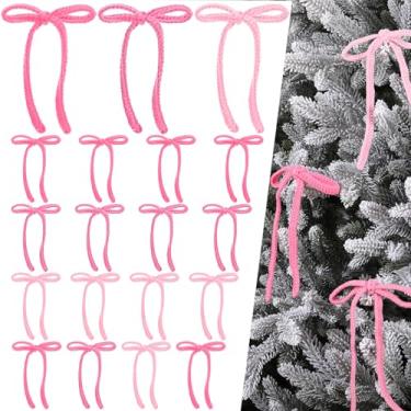 Imagem de LOYIM 24 peças de decorações de laços de árvore de Natal de crochê elegantes enfeites de arco de Natal 12 x 17 cm decorações de guirlanda de Natal vintage pré-amarradas para guirlanda de árvore de