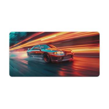 Imagem de HouLaiZhe JDM Car R34 Sports Speed Large Gaming Mouse Pads Tapete de Mesa Base de Borracha Antiderrapante Laptop Acessórios de Computador Suprimentos Bloco de Escrita para Escritório Casa 30 x 60 cm