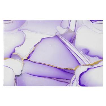 Imagem de CEBUGI Tapete de área 60 x 90 cm, macio, lavável, antiderrapante, com suporte de borracha, estampa de mármore roxo, para sala de estar, quarto, decoração de casa