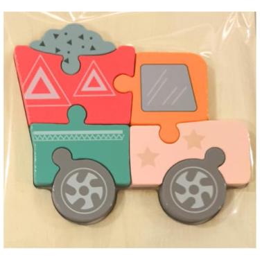 Imagem de Quebra-Cabeça 3D em Madeira para Bebês 1+ – Encaixe de Formas e Cores – Estimula Coordenação Motora, Lógica, Brinquedo Educativo (Veículo - 1 kit aleatório)