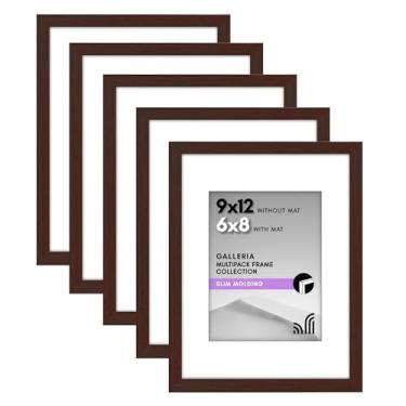 Imagem de Americanflat Porta-retrato 24 x 30,5 cm em mogno – Conjunto de 5 – Use como porta-retrato de 15 x 20 cm com tapete ou moldura de 23 x 30 cm sem tapete – Capa de acrílico e ferragens para pendurar dente de serra para exibição horizontal ou vertical