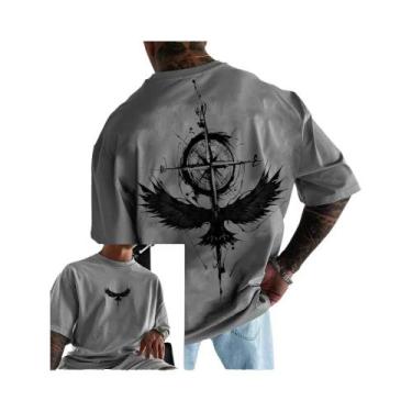 Imagem de Camiseta Masculina De Verão Y2K Com Estampa Étnica Em Algodão, Manga C