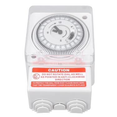 Imagem de WALFRONT Interruptor de Tempo Mecânico de Ciclo de 24 Horas 16A Temporizador Industrial de Intervalo de 15 Minutos Com Motor de Quartzo Material de PC para Supermercados e Casas