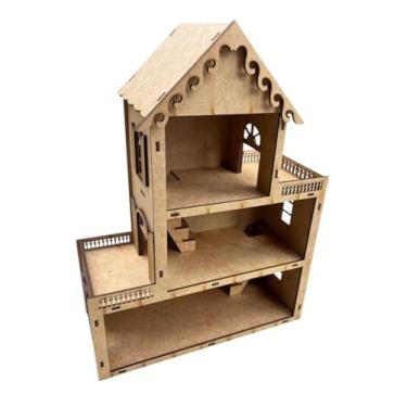Imagem de Casa Casinha de Boneca Pequena Brinquedo Infantil 30x23cm em Mdf Crú