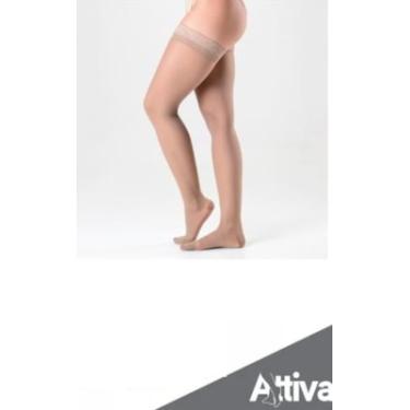 Imagem de Meia 7/8 Attiva - Meia Coxa Fechada Feminina Natural- Média Compressão
