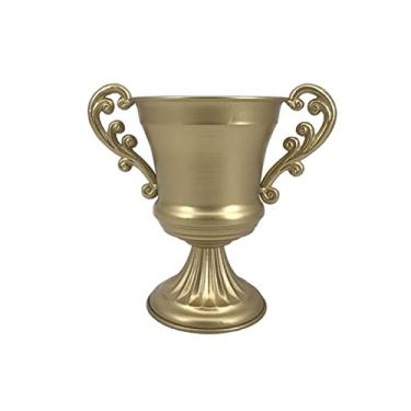 Imagem de Vasos, 2 peças, vaso de flores, tigela de metal, urna, vaso de plantas, enchimento de flores secas, decorações de mesa para sala de estar em casa, centro de mesa, vaso de flores (cor: dourado)