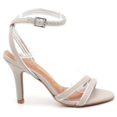 Imagem de Sandália Vizzano Salto Fino Metalizado Amarração Feminina 62491007-Feminino