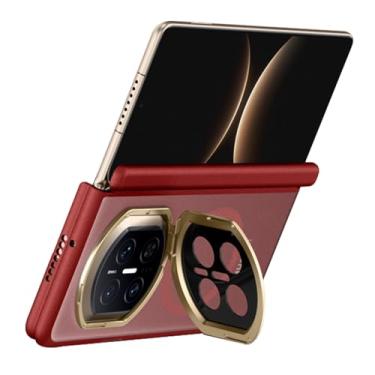 Imagem de LYJSMGZ Capa magnética para Huawei Mate X7, capa protetora de lente com suporte, capa à prova de choque, ultrafina, translúcida, compatível com a pele, suporta carregamento sem fio, vermelho, Mate X7