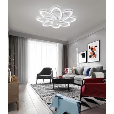 Imagem de Luminária de teto LED dimerizável com controle remoto por aplicativo (com função de memória), moderna, para sala de estar, quarto, sala de jantar, lustre (branca, 8)