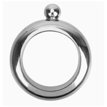 Imagem de Cantil de pulseira de aço inoxidável 304 – Frasco redondo portátil de 99 g, garrafa de licor com diâmetro externo de 100 mm, diâmetro interno de 69 mm, altura de 119 mm – Presente de feriado ideal