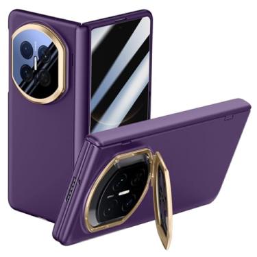 Imagem de LYJSMGZ Capa à prova de choque para Huawei Mate X7, capa protetora de lente integrada com membrana concha capa de suporte ultrafina com dobradiça magnética amigável à pele, roxo, Mate X7